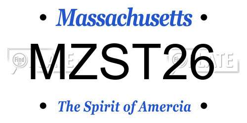 MZST26 Massachusetts License Plate