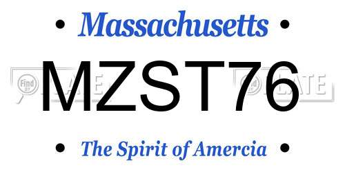 MZST76 Massachusetts License Plate