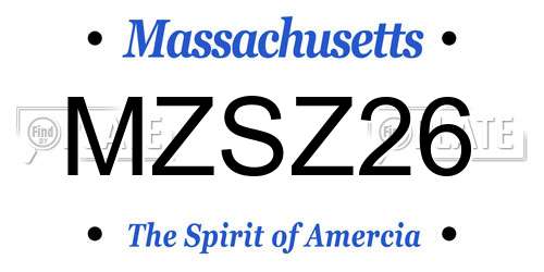 MZSZ26 Massachusetts License Plate