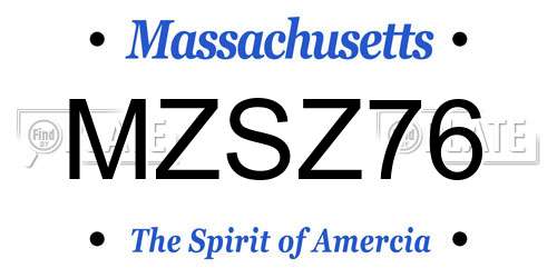 MZSZ76 Massachusetts License Plate