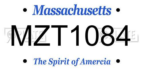 MZT1084 Massachusetts License Plate