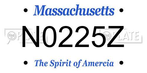 N0225Z Massachusetts License Plate