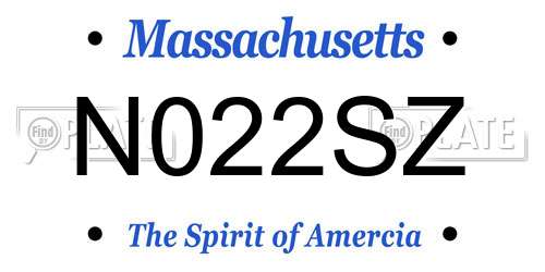 N022SZ Massachusetts License Plate