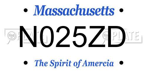 N025ZD Massachusetts License Plate