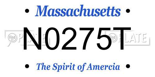 N0275T Massachusetts License Plate