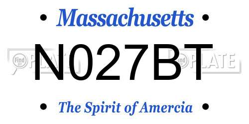 N027BT Massachusetts License Plate