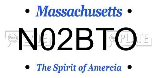 N02BTO Massachusetts License Plate