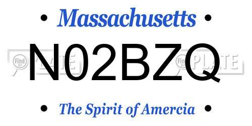 N02BZQ Massachusetts License Plate