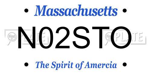N02STO Massachusetts License Plate