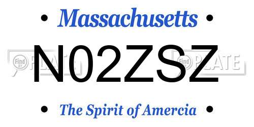 N02ZSZ Massachusetts License Plate