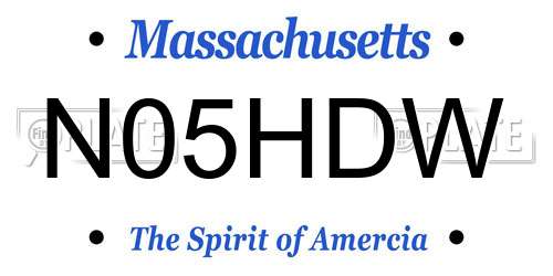 N05HDW Massachusetts License Plate