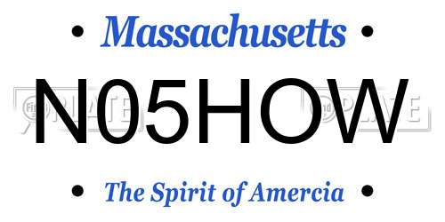 N05HOW Massachusetts License Plate