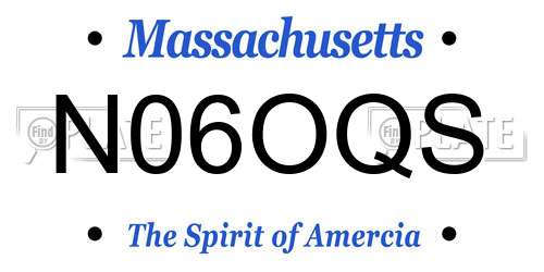 N06OQS Massachusetts License Plate