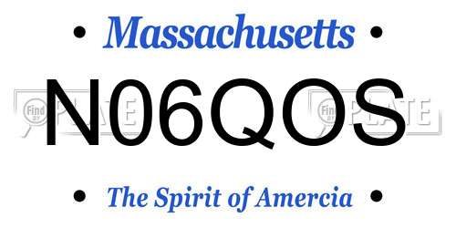 N06QOS Massachusetts License Plate