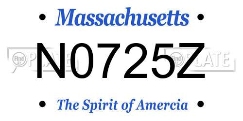 N0725Z Massachusetts License Plate
