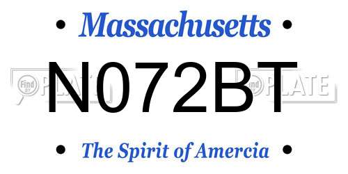 N072BT Massachusetts License Plate