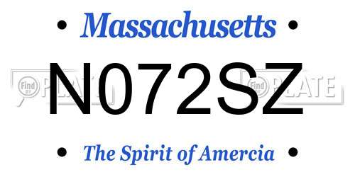 N072SZ Massachusetts License Plate
