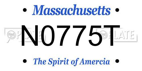 N0775T Massachusetts License Plate