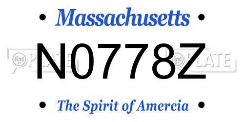 N0778Z Massachusetts License Plate