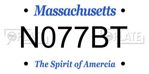 N077BT Massachusetts License Plate