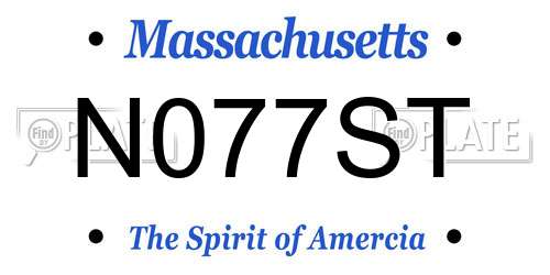 N077ST Massachusetts License Plate