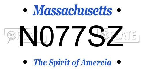 N077SZ Massachusetts License Plate