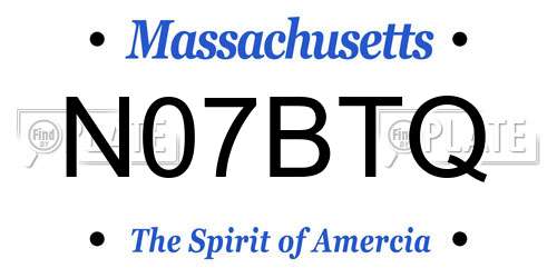 N07BTQ Massachusetts License Plate