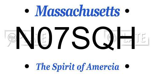 N07SQH Massachusetts License Plate