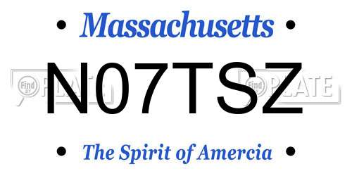 N07TSZ Massachusetts License Plate
