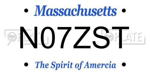 N07ZST Massachusetts License Plate
