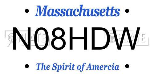 N08HDW Massachusetts License Plate