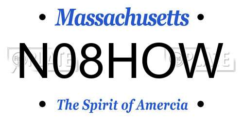 N08HOW Massachusetts License Plate