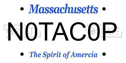 N0TAC0P Massachusetts License Plate