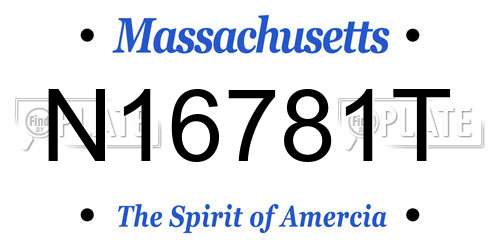 N16781T Massachusetts License Plate