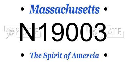 N19003 Massachusetts License Plate