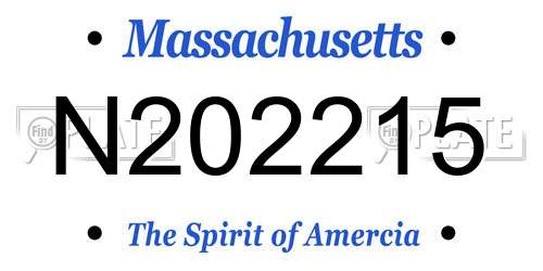N202215 Massachusetts License Plate