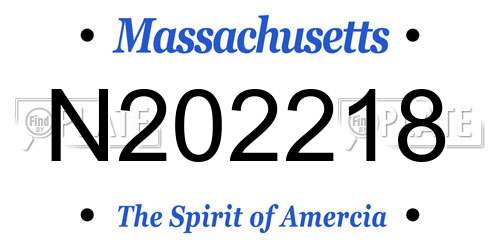 N202218 Massachusetts License Plate