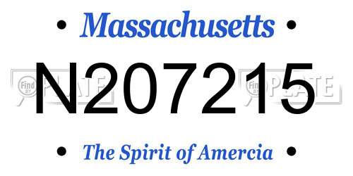 N207215 Massachusetts License Plate