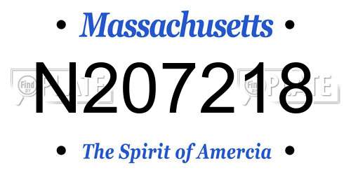 N207218 Massachusetts License Plate