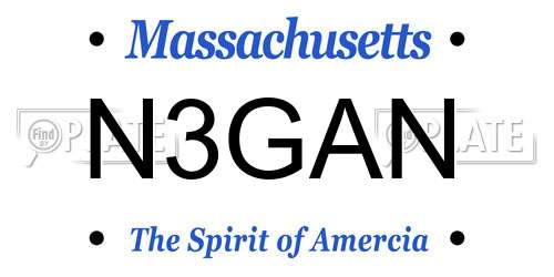 N3GAN Massachusetts License Plate