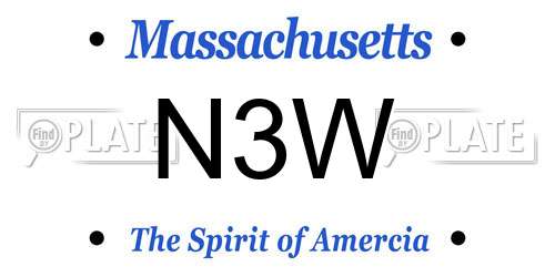 N3W Massachusetts License Plate