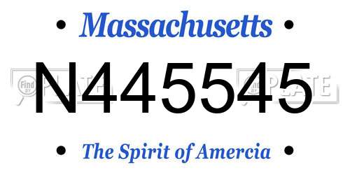 N445545 Massachusetts License Plate