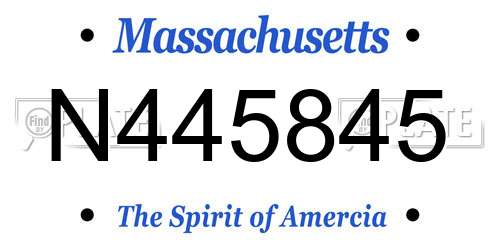 N445845 Massachusetts License Plate