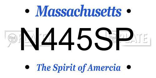 N445SP Massachusetts License Plate