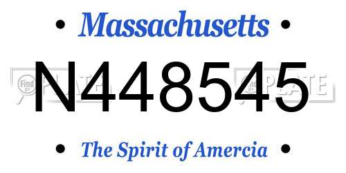 N448545 Massachusetts License Plate