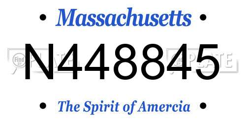 N448845 Massachusetts License Plate