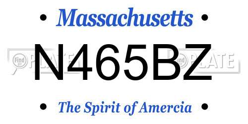 N465BZ Massachusetts License Plate