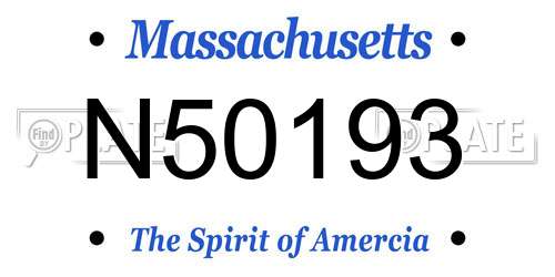 N50193 Massachusetts License Plate