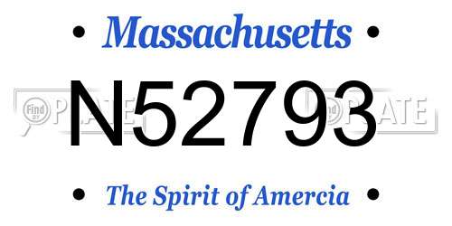 N52793 Massachusetts License Plate