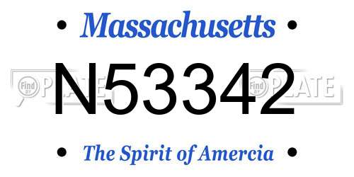 N53342 Massachusetts License Plate